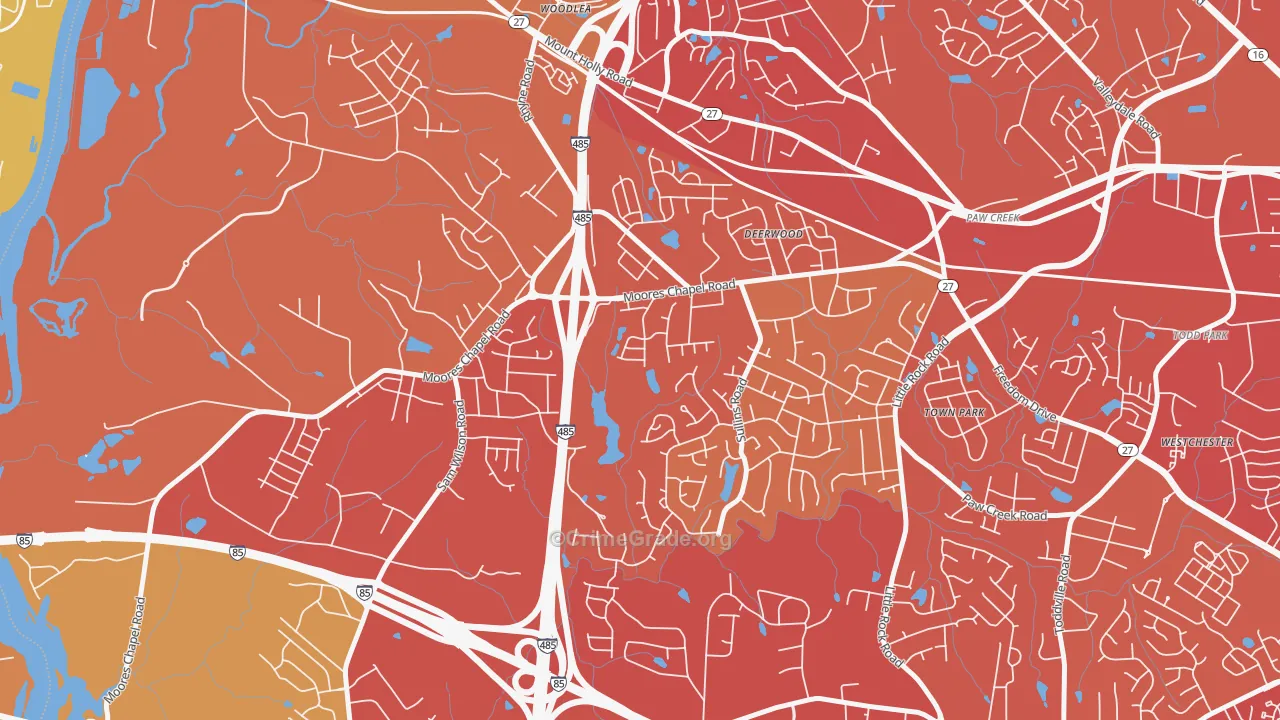 Wildwood, Charlotte, NC Map of Vehicle Theft Rates
