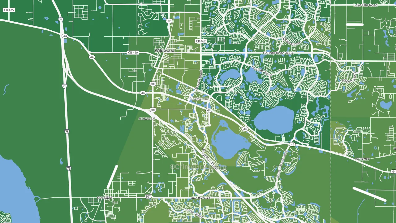 Wildwood, FL Map of Vehicle Theft Rates