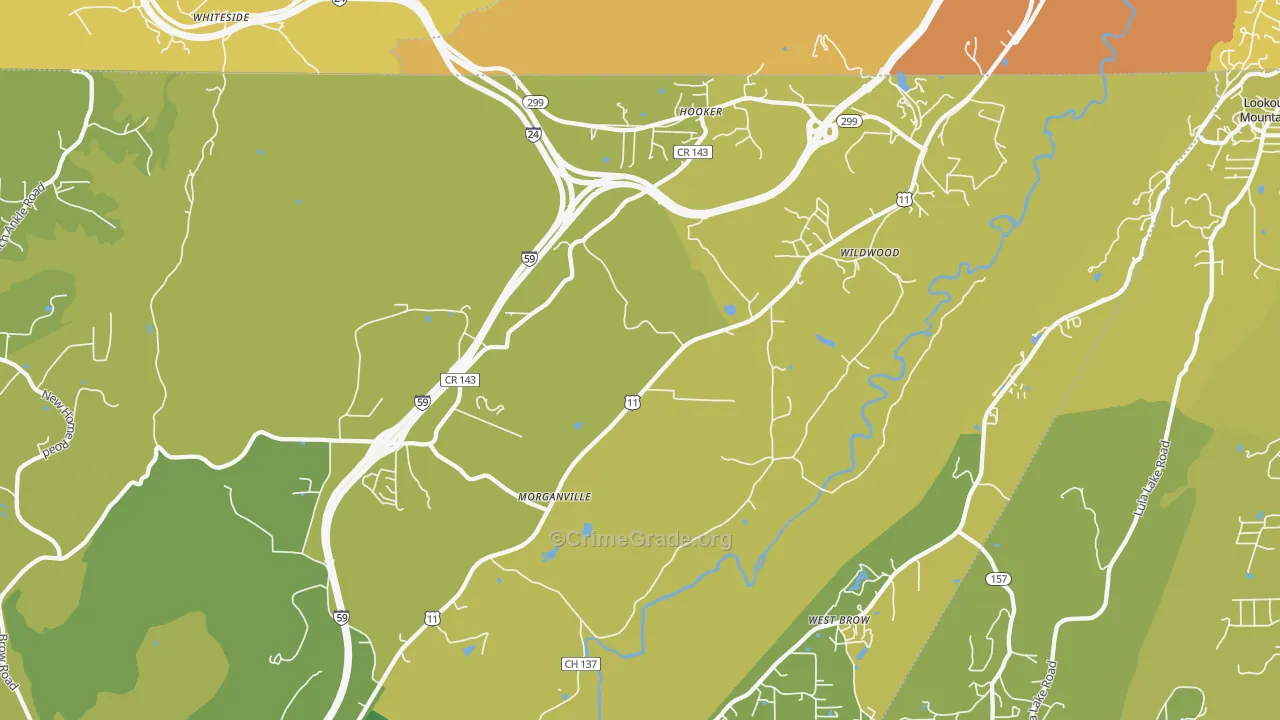 Wildwood, GA Map of Vehicle Theft Rates