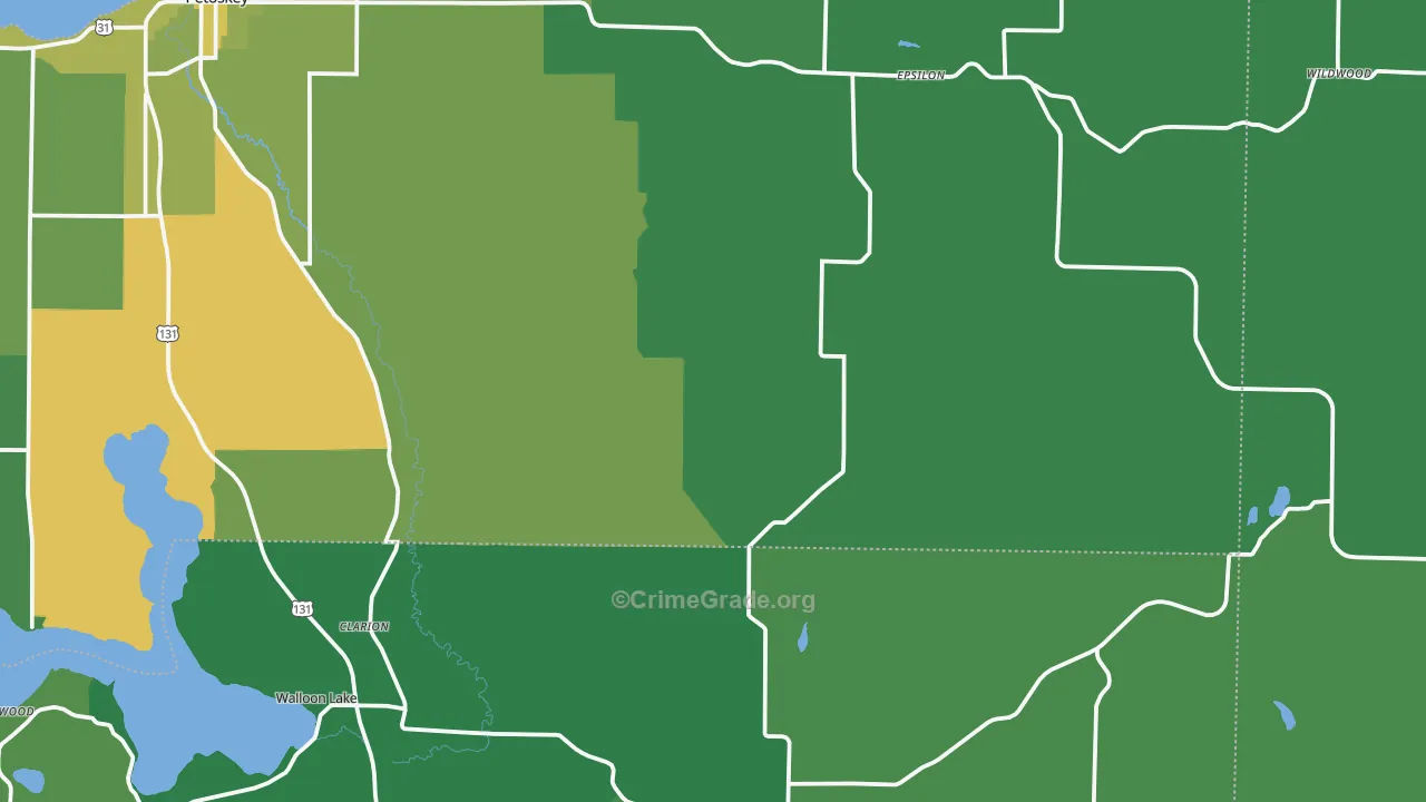 Wildwood, MI Map of Vehicle Theft Rates
