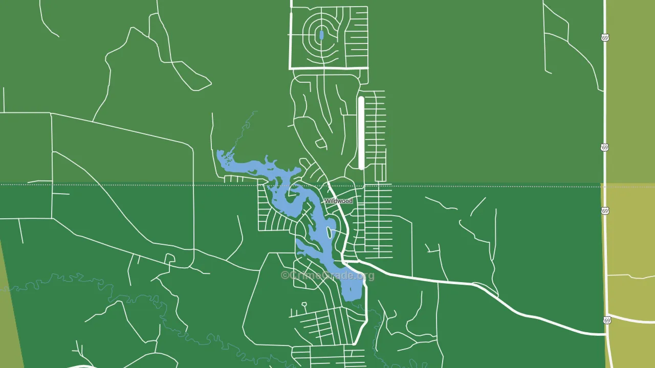 Wildwood, TX Map of Vehicle Theft Rates