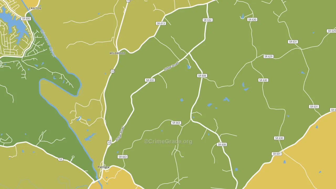 Wildwood, VA Map of Vehicle Theft Rates