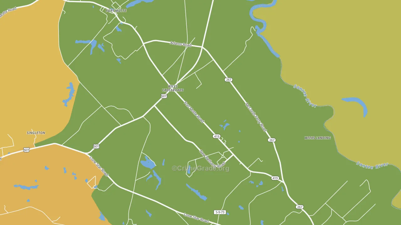 Wiles Crossroads, SC Map of Vehicle Theft Rates