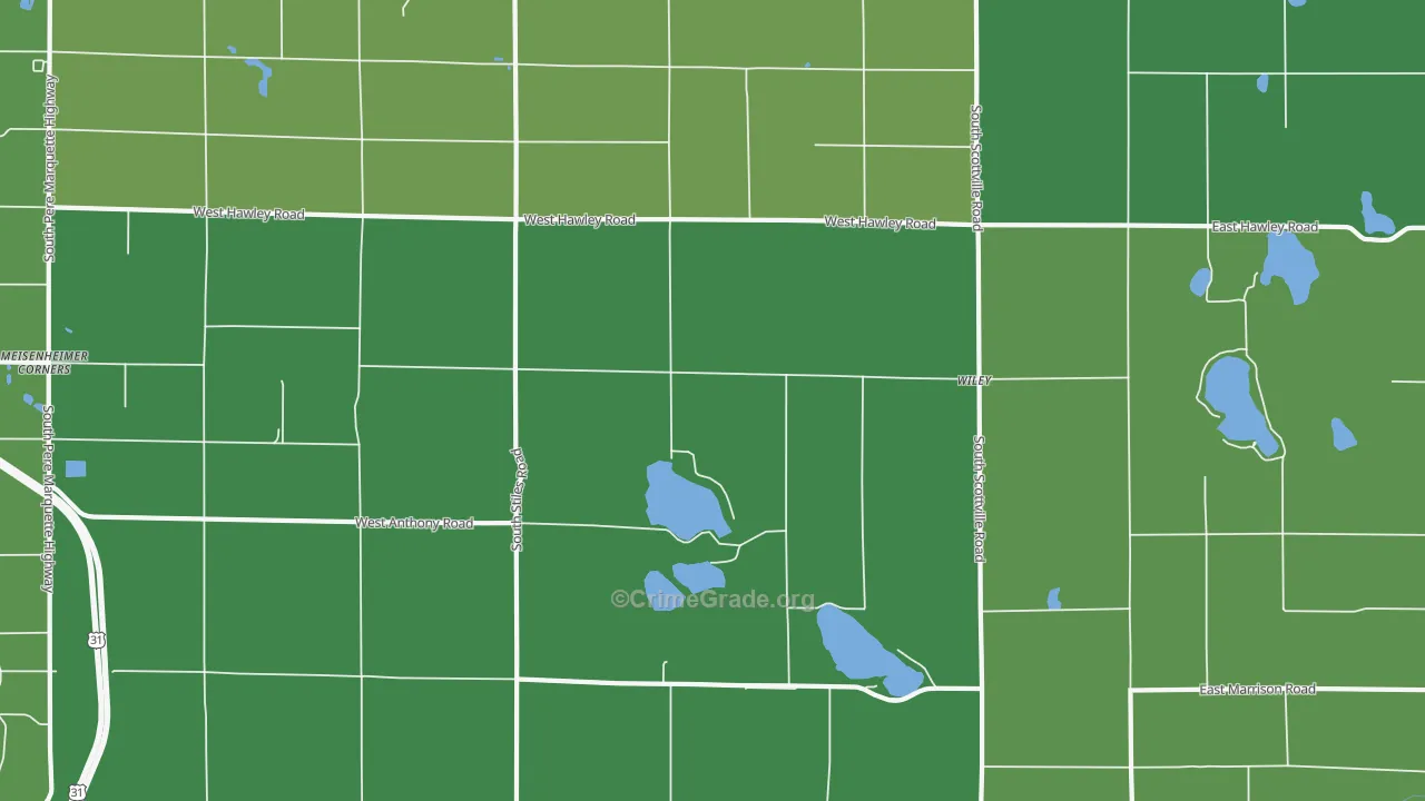 Wiley, MI Map of Vehicle Theft Rates