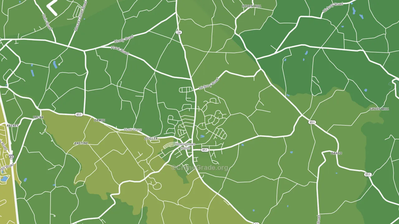 Wiley, PA Map of Vehicle Theft Rates