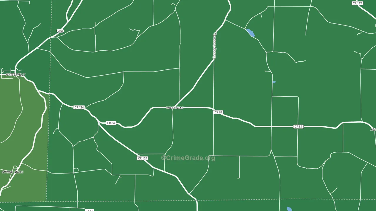 Wileyville, NY Map of Vehicle Theft Rates