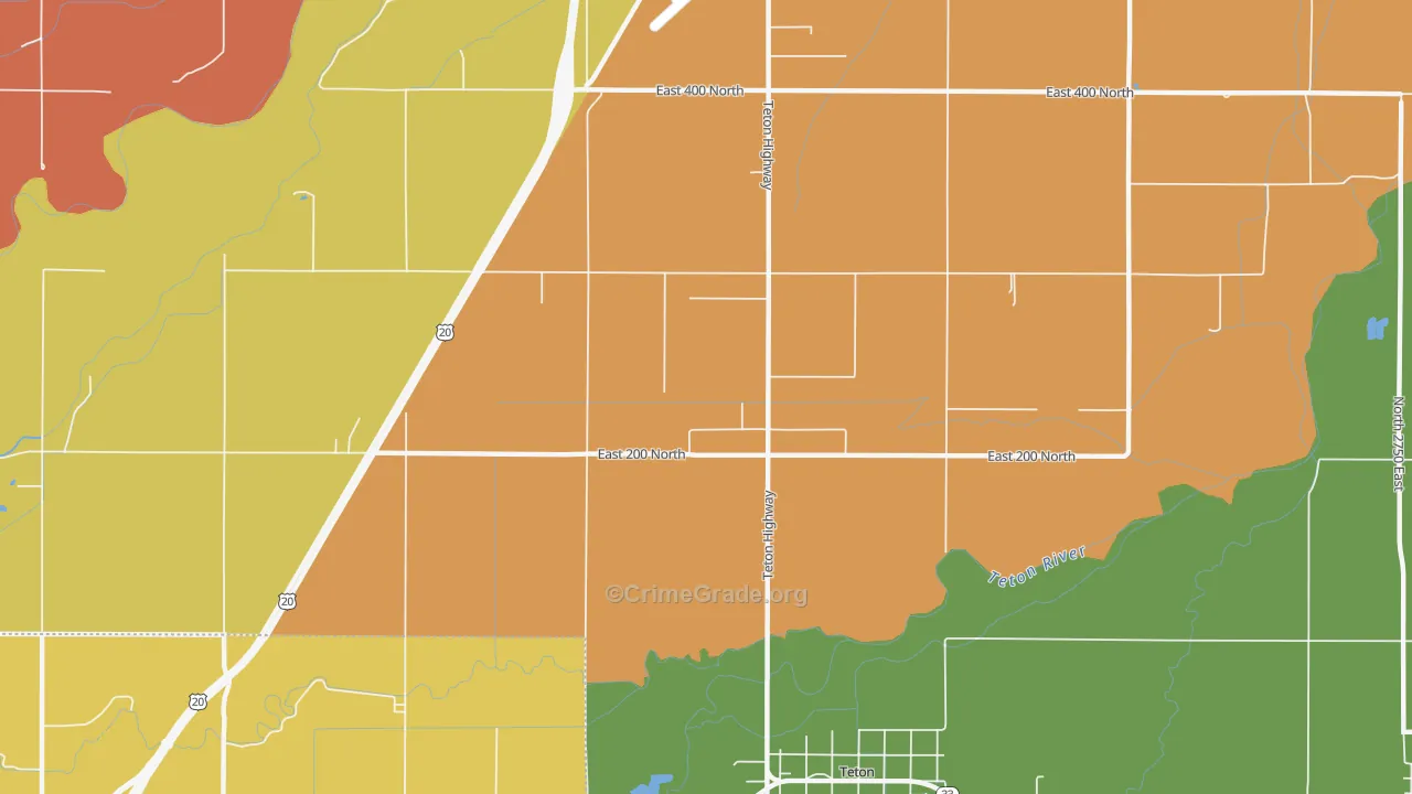 Wilford, ID Map of Vehicle Theft Rates