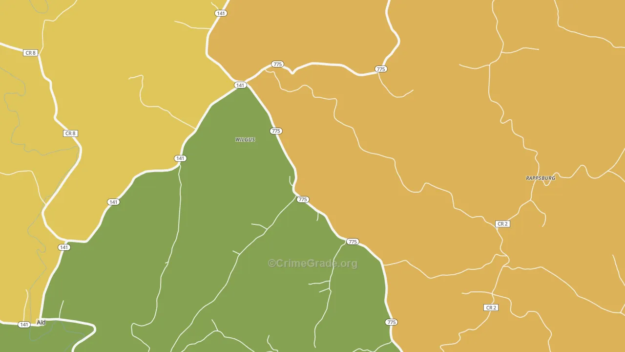 Wilgus, OH Map of Vehicle Theft Rates