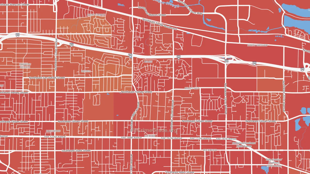 Wilkes, Portland, OR Map of Vehicle Theft Rates