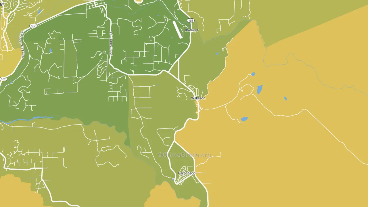 Wilkeson, WA Map of Vehicle Theft Rates