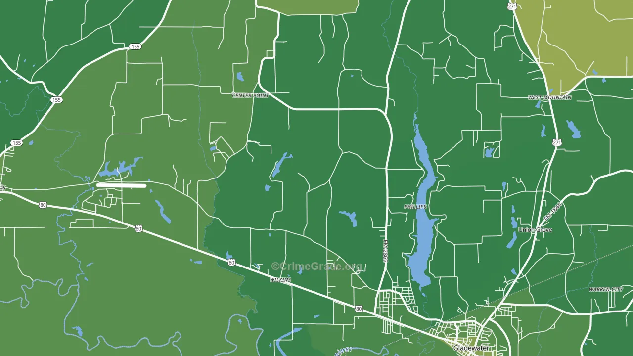 Wilkins, TX Map of Vehicle Theft Rates