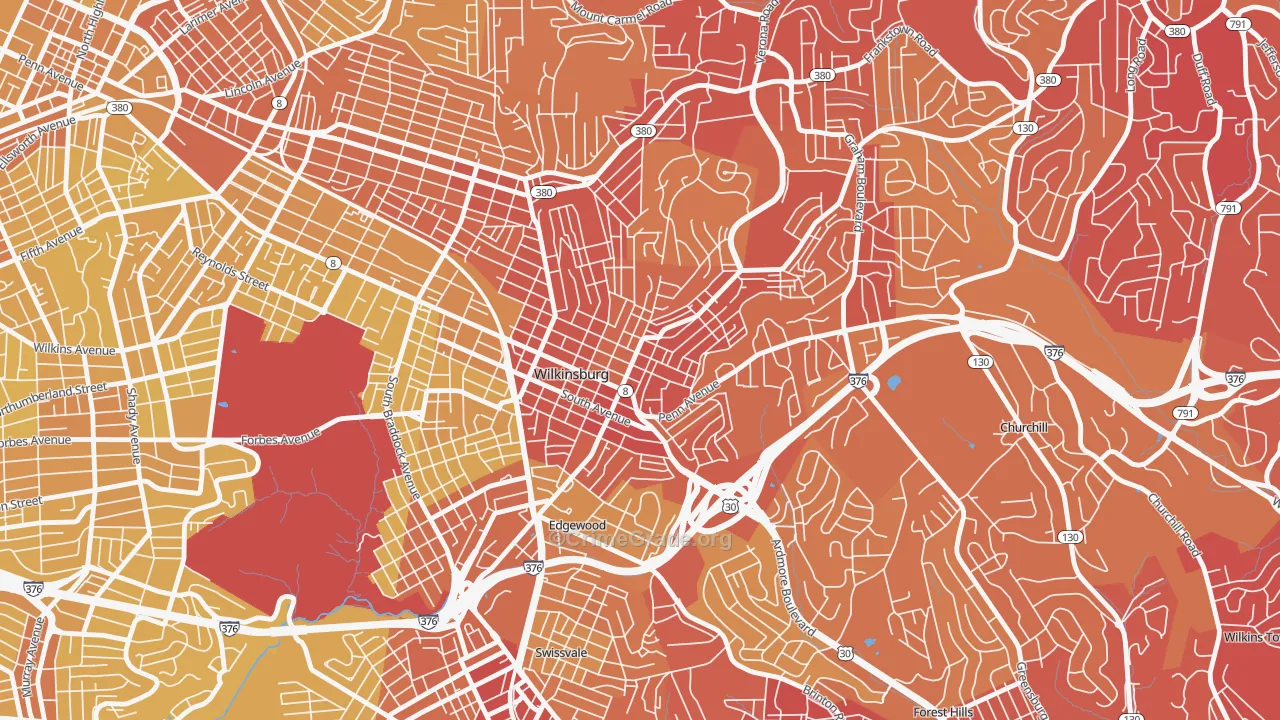Wilkinsburg, PA Map of Vehicle Theft Rates