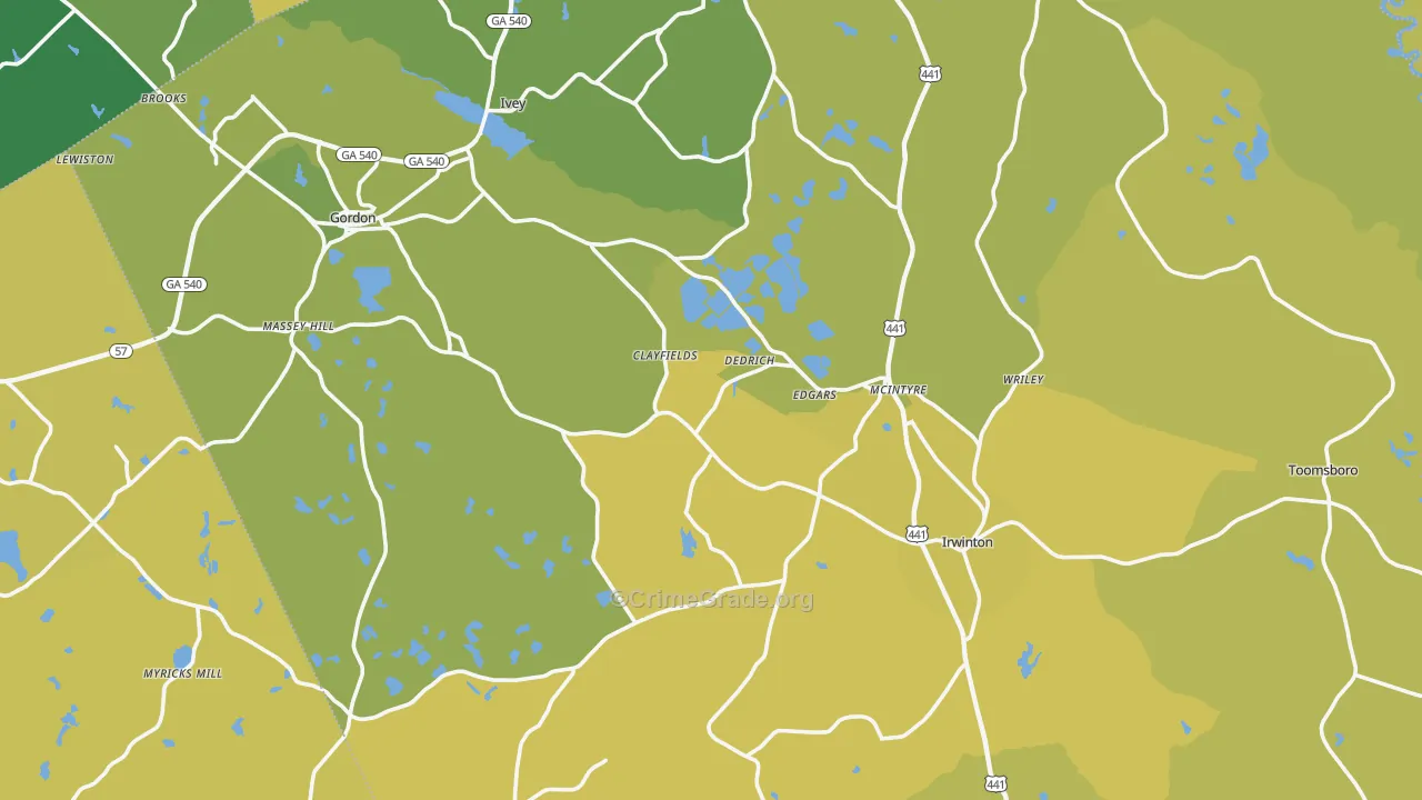 Wilkinson County, GA Map of Vehicle Theft Rates