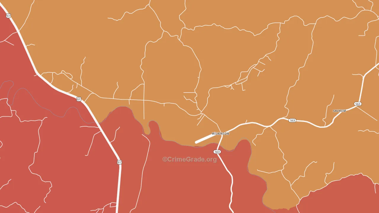 Wilkinson, MS Map of Vehicle Theft Rates