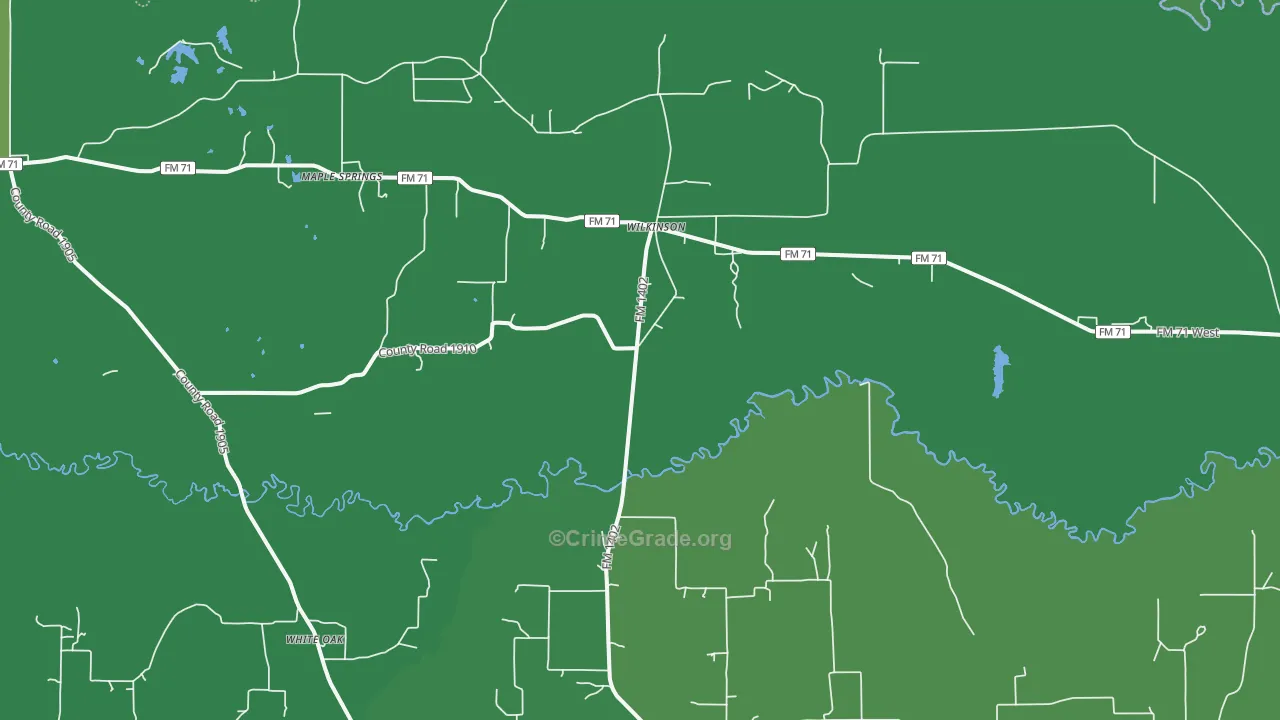 Wilkinson, TX Map of Vehicle Theft Rates