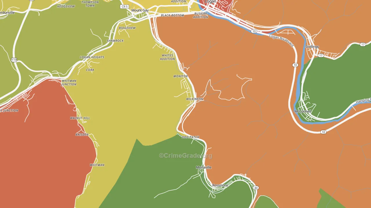 Wilkinson, WV Map of Vehicle Theft Rates