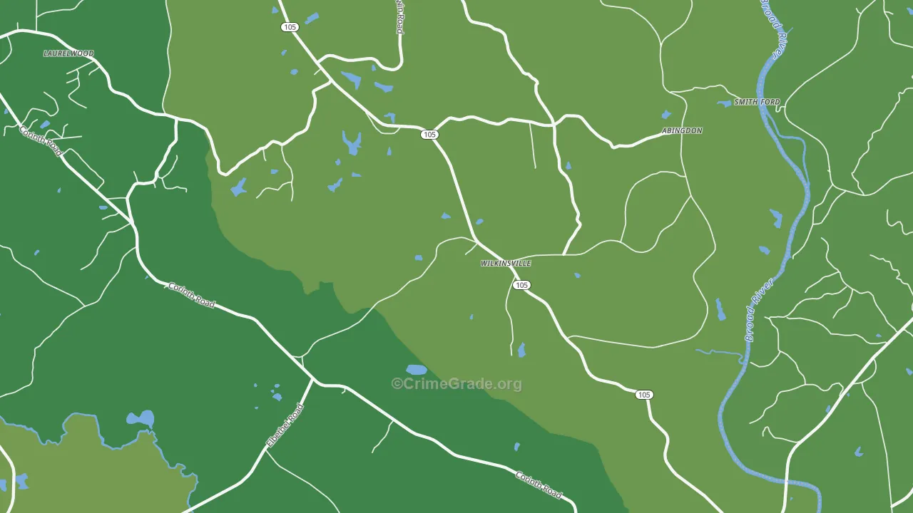 Wilkinsville, SC Map of Vehicle Theft Rates