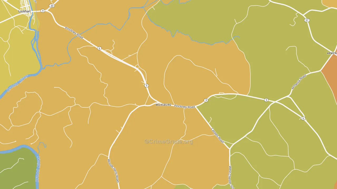 Wilksburg, SC Map of Vehicle Theft Rates