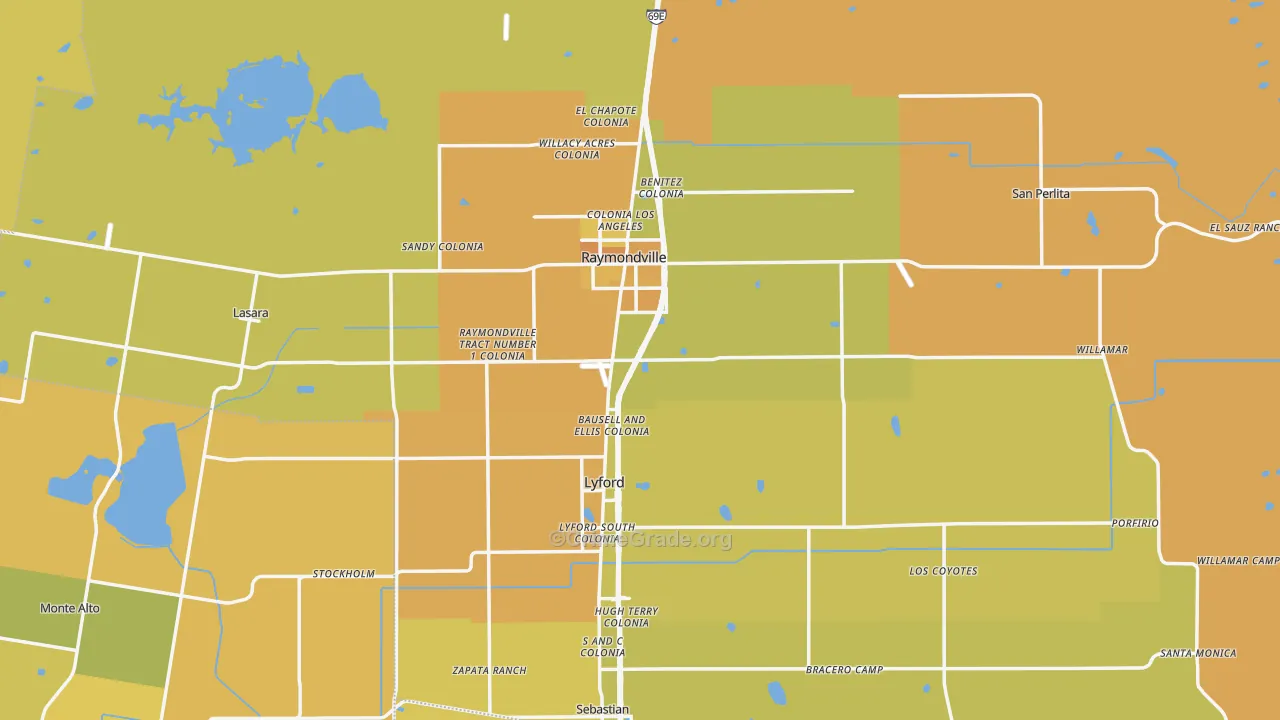 Willacy County, TX Map of Vehicle Theft Rates