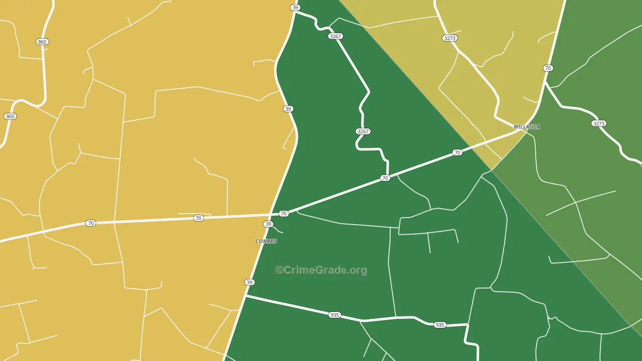 Willailla, KY Map of Vehicle Theft Rates