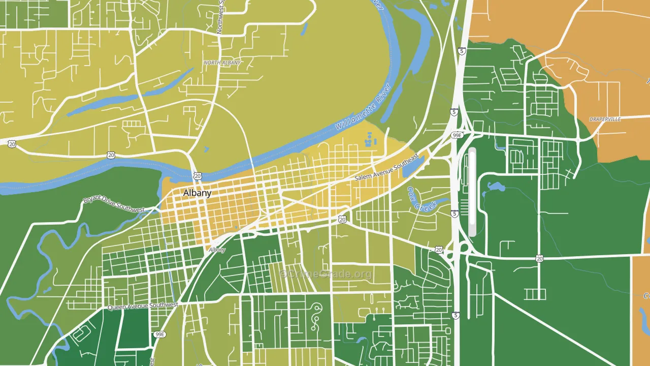 Willamette, Albany, OR Map of Vehicle Theft Rates