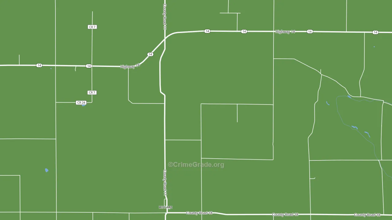 Willard, CO Map of Vehicle Theft Rates