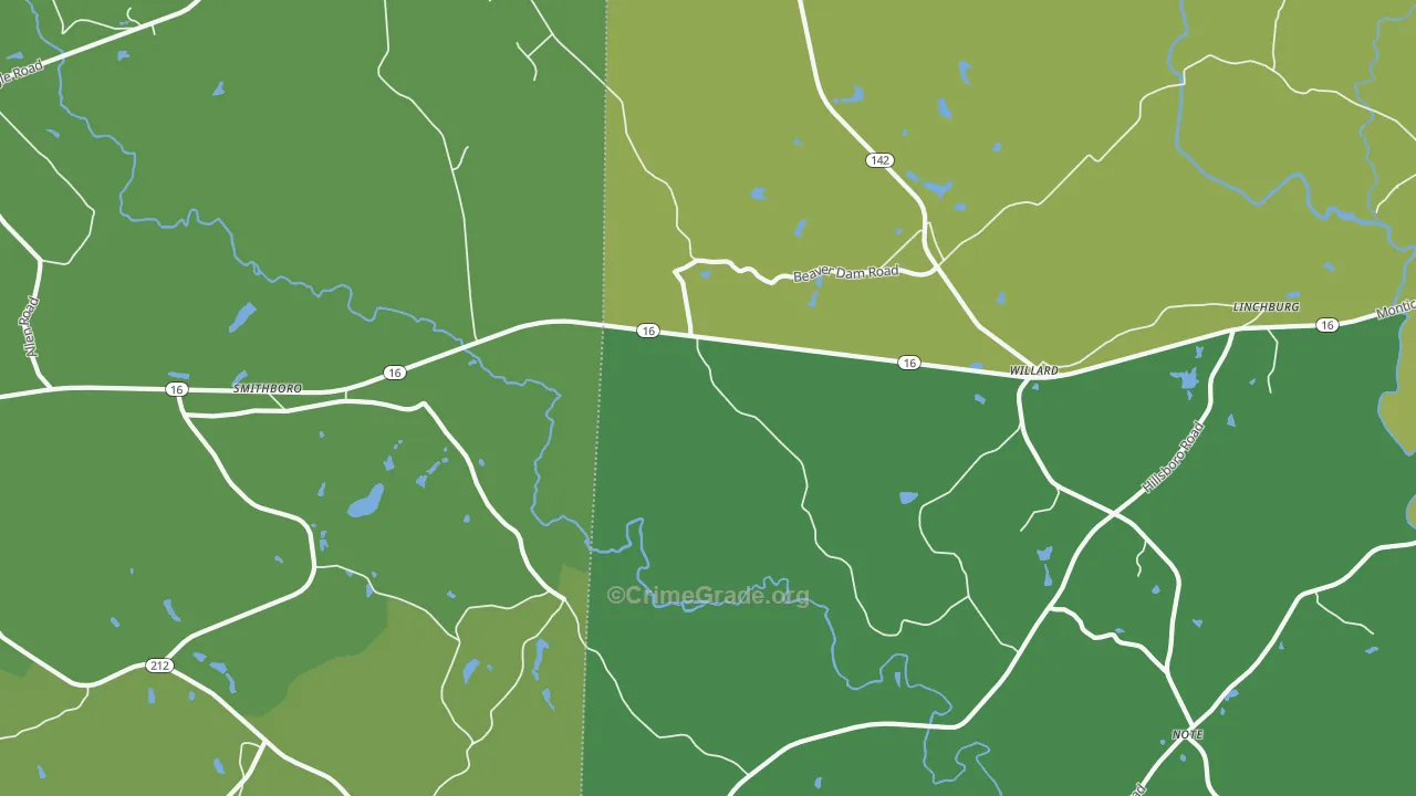 Willard, GA Map of Vehicle Theft Rates