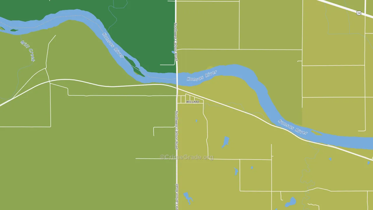 Willard, KS Map of Vehicle Theft Rates