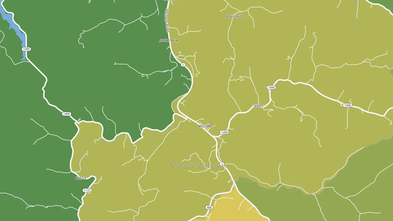 Willard, KY Map of Vehicle Theft Rates