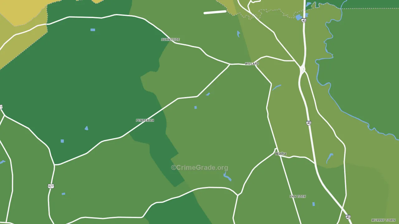 Willard, NC Map of Vehicle Theft Rates