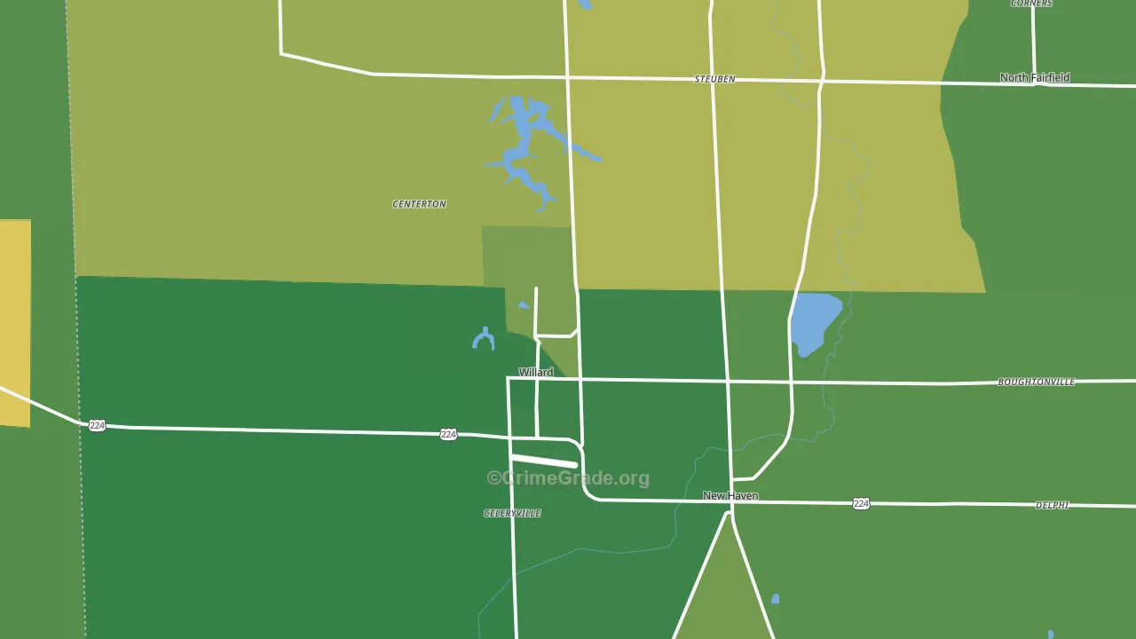 Willard, OH Map of Vehicle Theft Rates