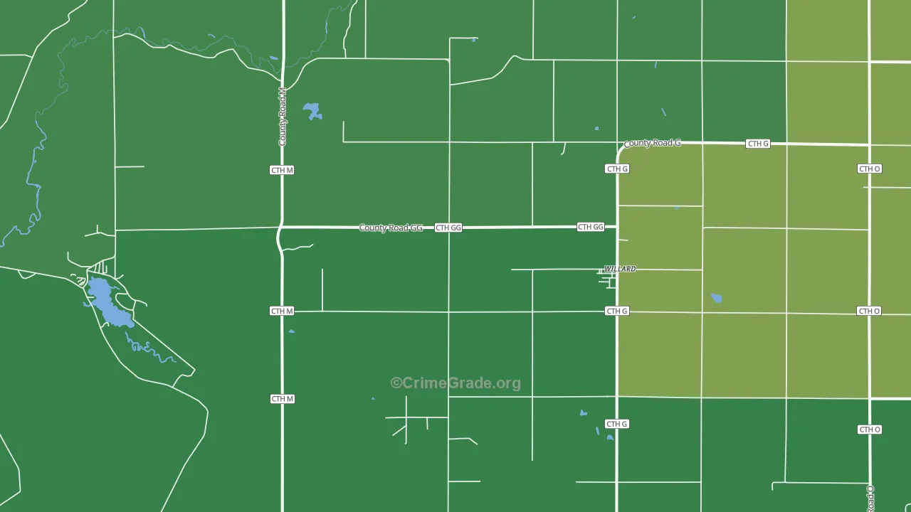 Willard, WI Map of Vehicle Theft Rates