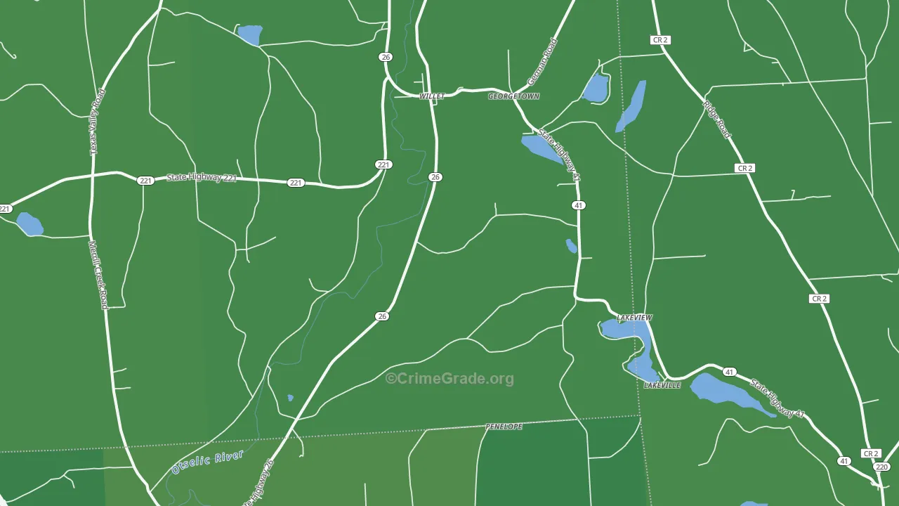Willet, NY Map of Vehicle Theft Rates