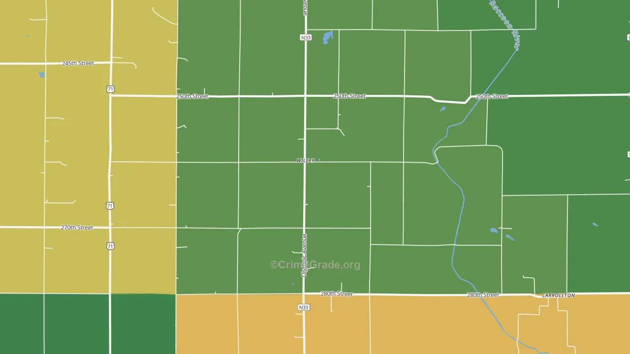 Willey, IA Map of Vehicle Theft Rates
