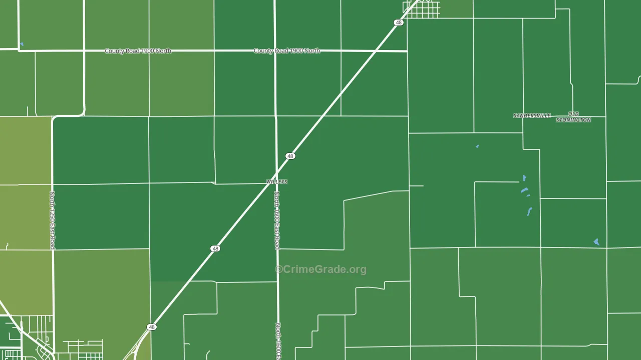 Willeys, IL Map of Vehicle Theft Rates