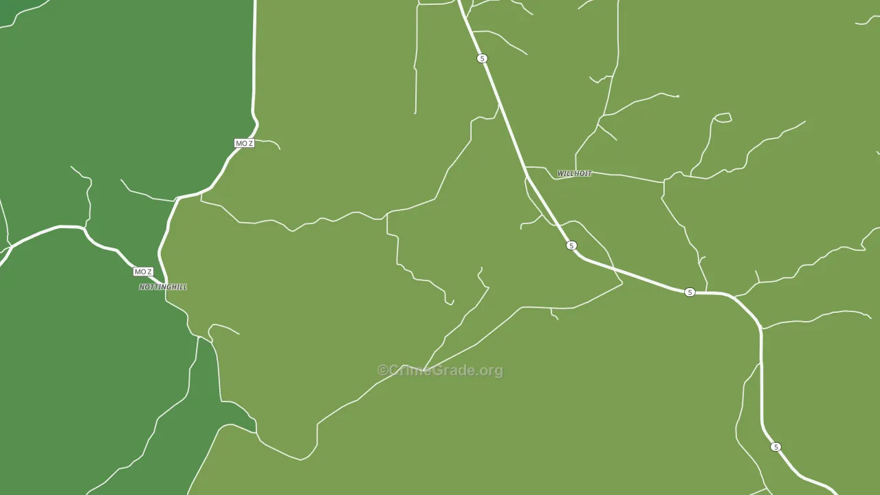 Willhoit, MO Map of Vehicle Theft Rates