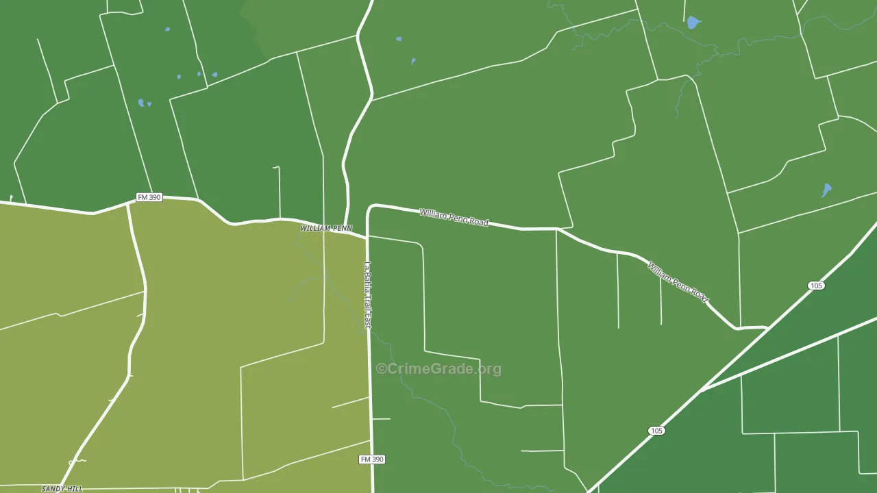 William Penn, TX Map of Vehicle Theft Rates