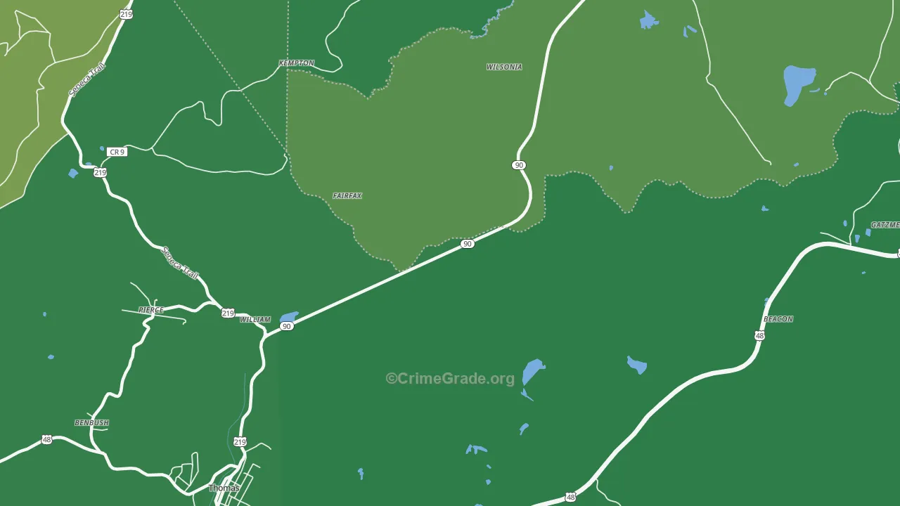 William, WV Map of Vehicle Theft Rates