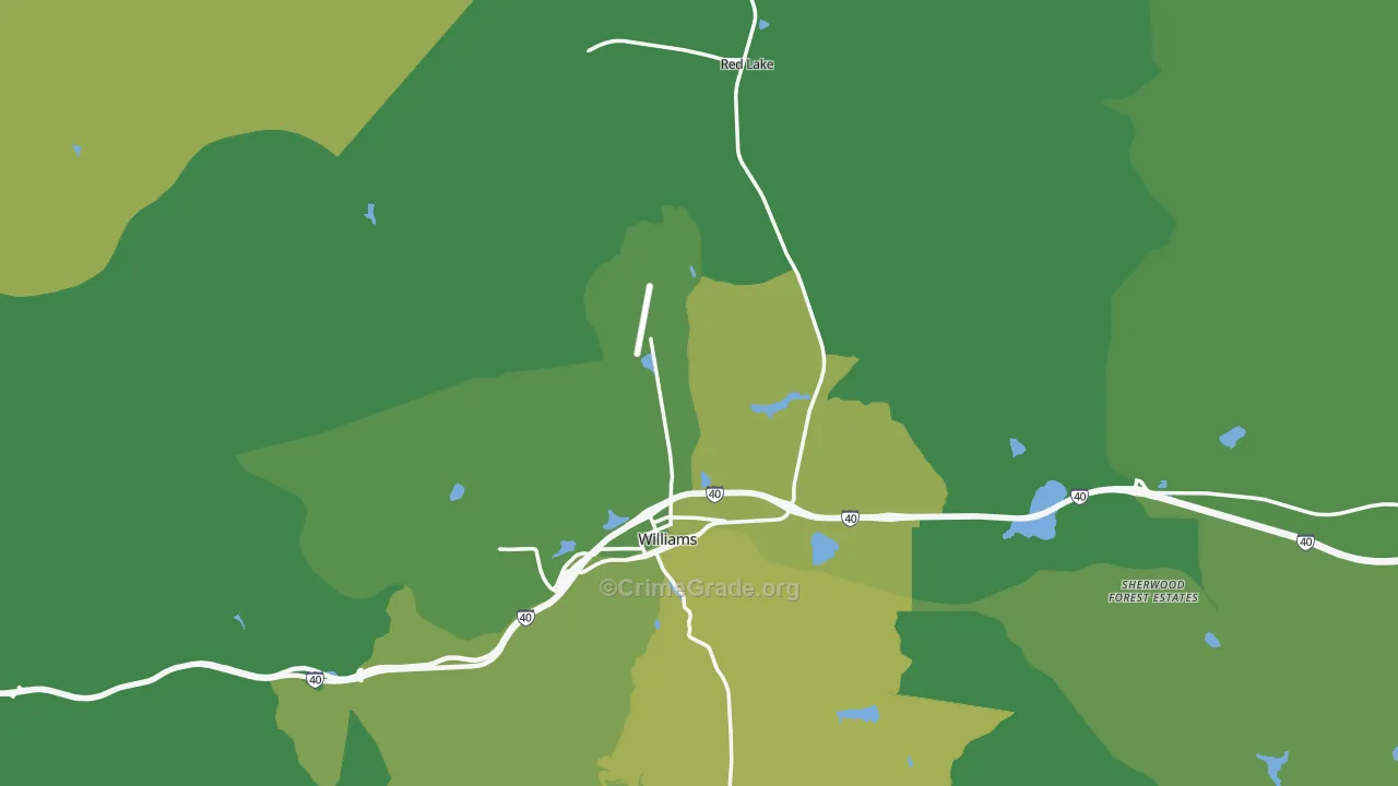 Williams, AZ Map of Vehicle Theft Rates