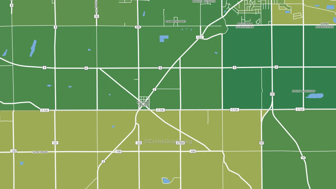 Williams Center, OH Map of Vehicle Theft Rates