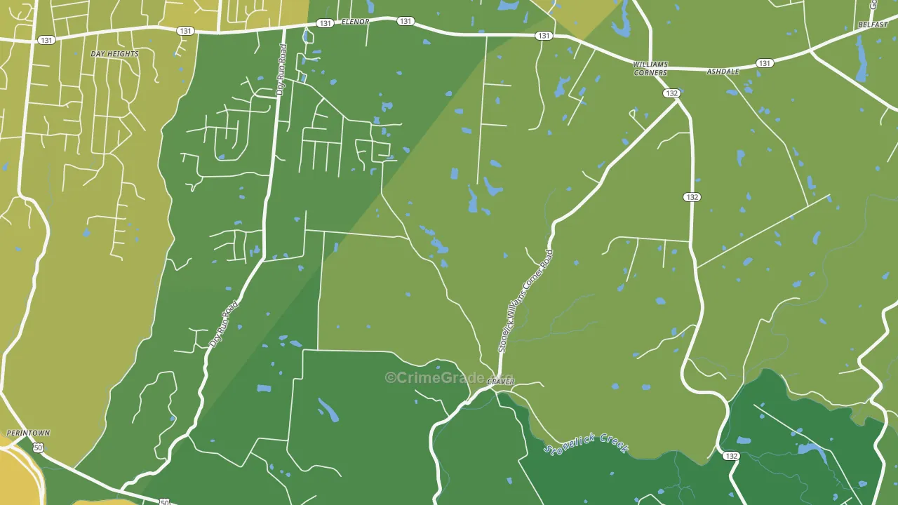 Williams Corner, OH Map of Vehicle Theft Rates