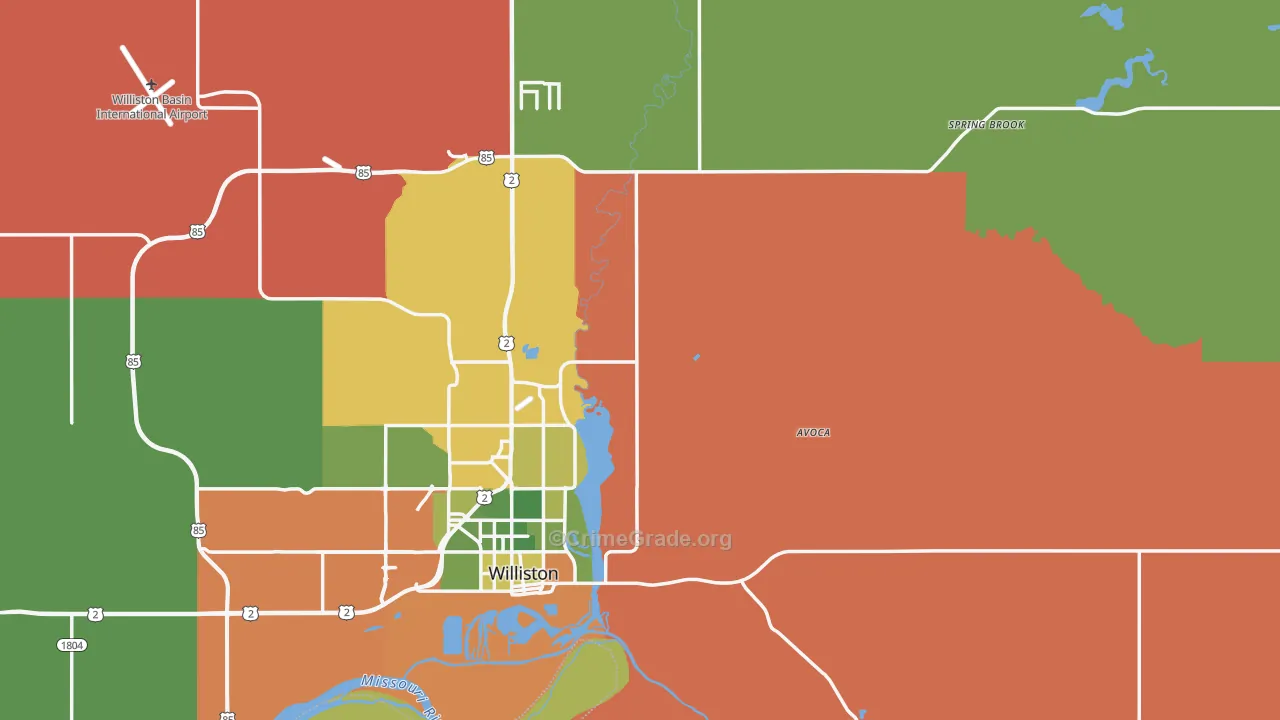 Williams County, ND Map of Vehicle Theft Rates