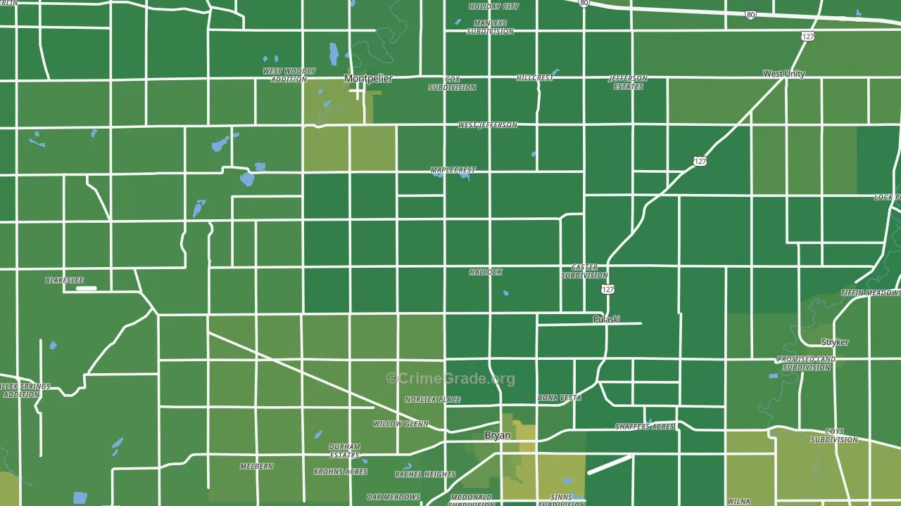 Williams County, OH Map of Vehicle Theft Rates