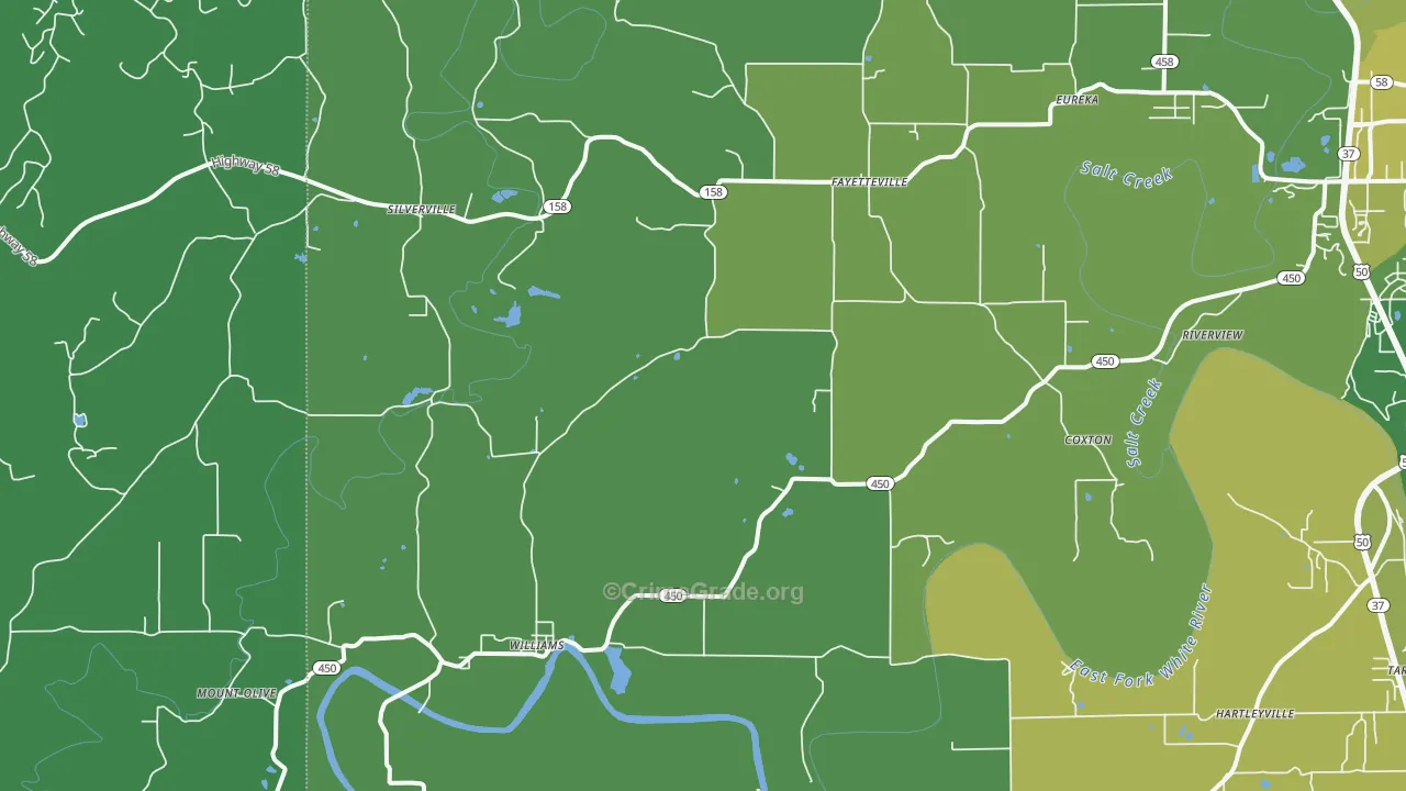 Williams, IN Map of Vehicle Theft Rates