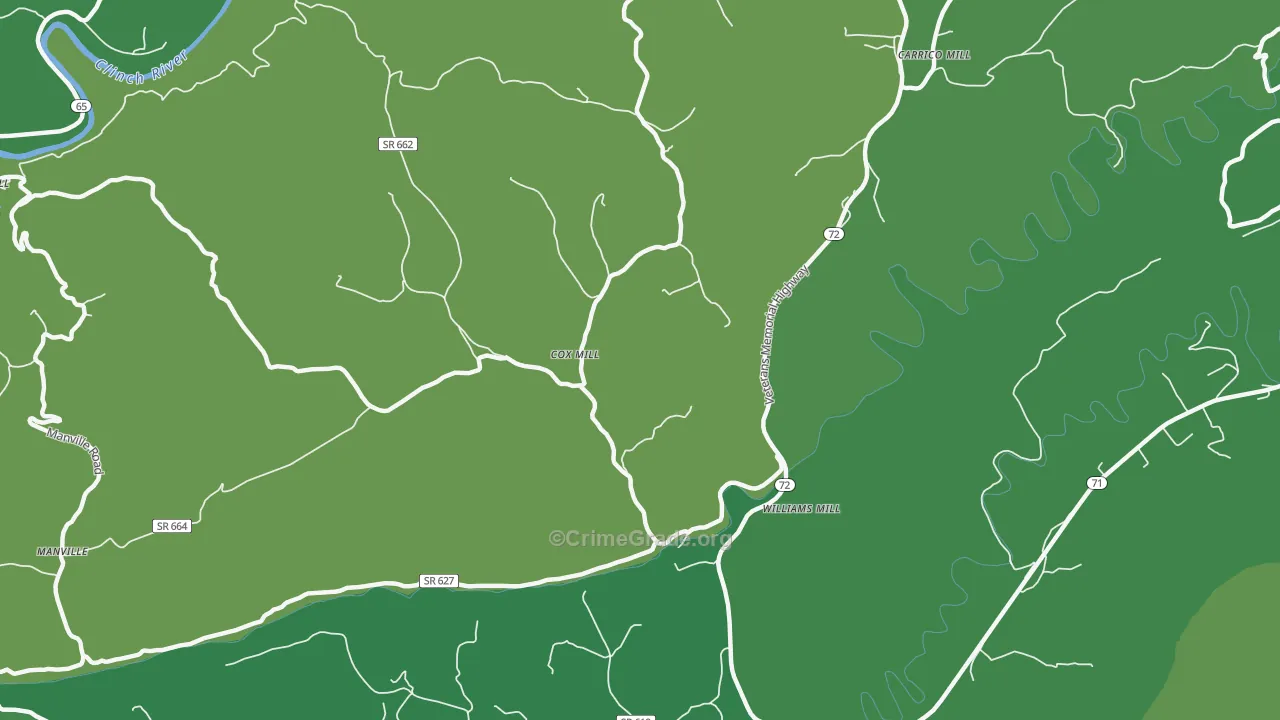 Williams Mill, VA Map of Vehicle Theft Rates