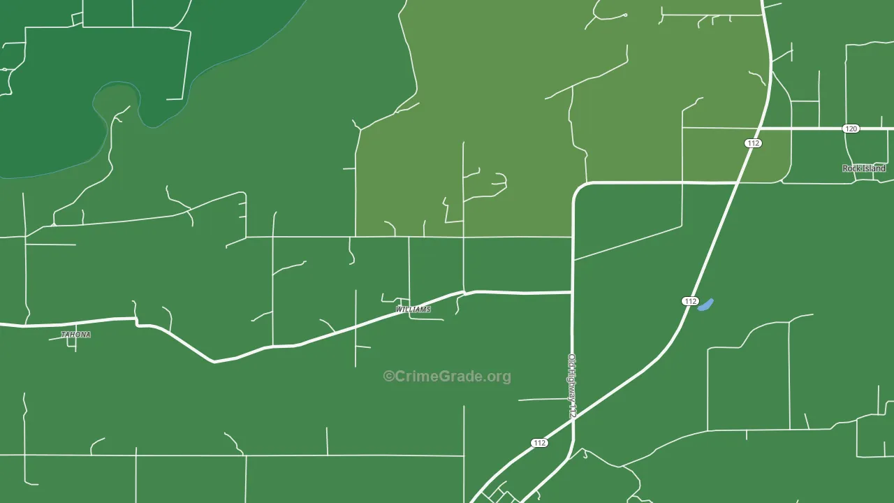 Williams, OK Map of Vehicle Theft Rates