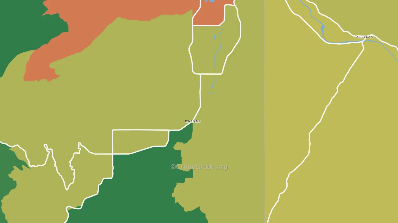 Williams, OR Map of Vehicle Theft Rates