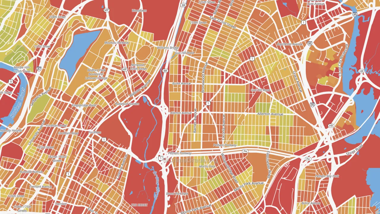 Williamsbridge, Bronx, NY Map of Vehicle Theft Rates