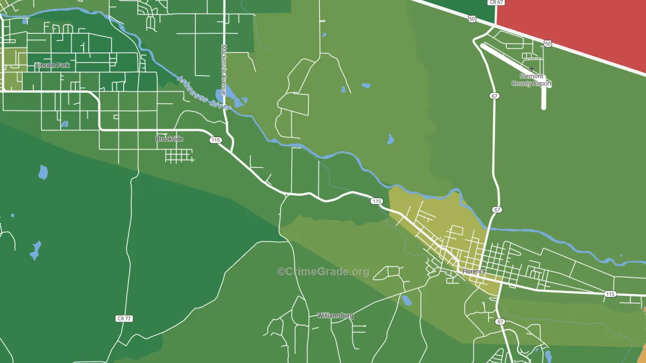 Williamsburg, CO Map of Vehicle Theft Rates