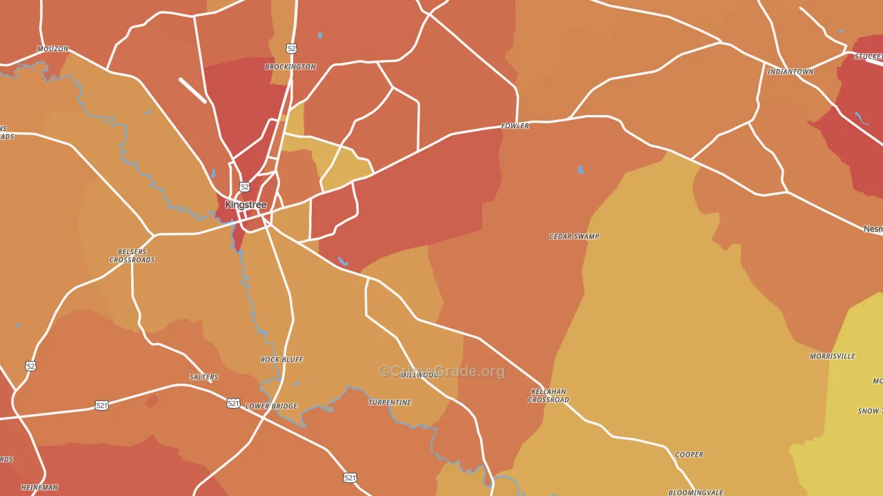 Williamsburg County, SC Map of Vehicle Theft Rates